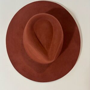 Emanuel Geraldo 100% Wool Hat Rust Color Fedora Hat Wide Brim Fall Casual